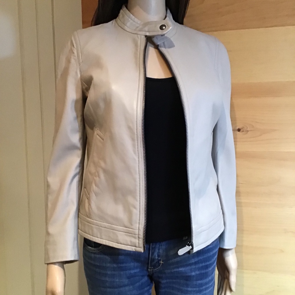 NWOT AUTHENTIC COACH SOFT LEATHER BOMBER NEUTRAL COLOR COAT - Picture 10 of 11